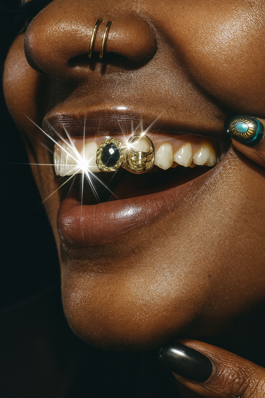 Emerald Enamel Frame & 3D Taurus Zodiac Grillz(SET)