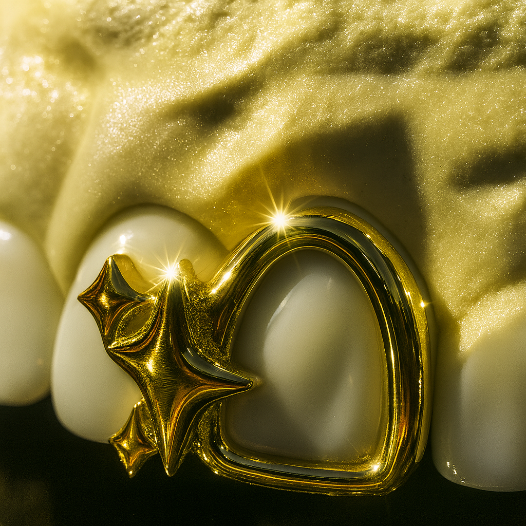 Open Face Sparkles Gold Grillz