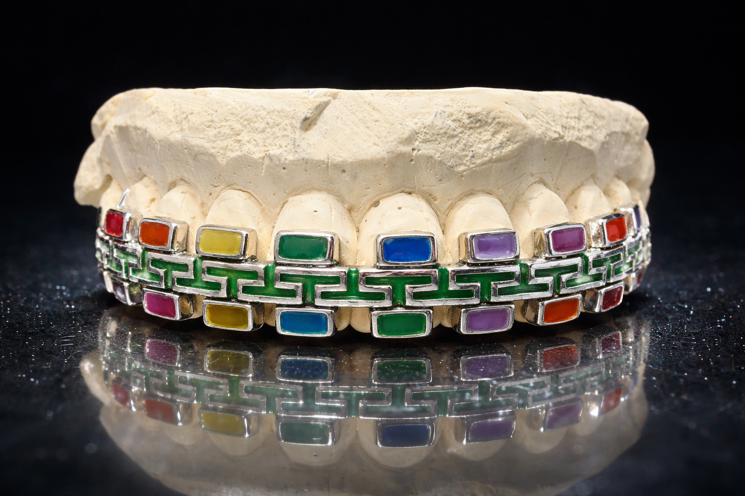 8-Tooth Multicolor Enamel Chain-Link Grillz – STL GRILLZZ