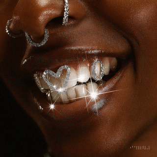 Diamond Heart & Oval Open-Face Grillz(SET)