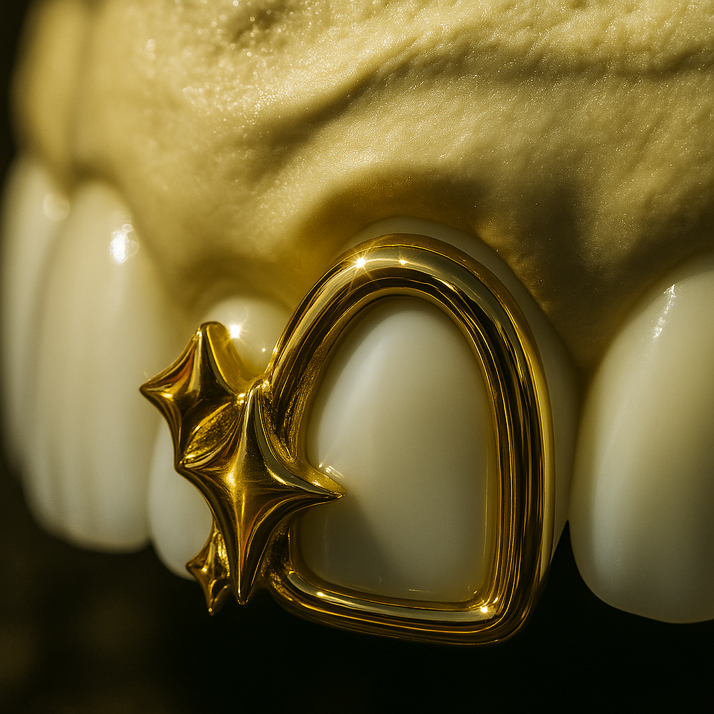 Open Face Sparkles Gold Grillz