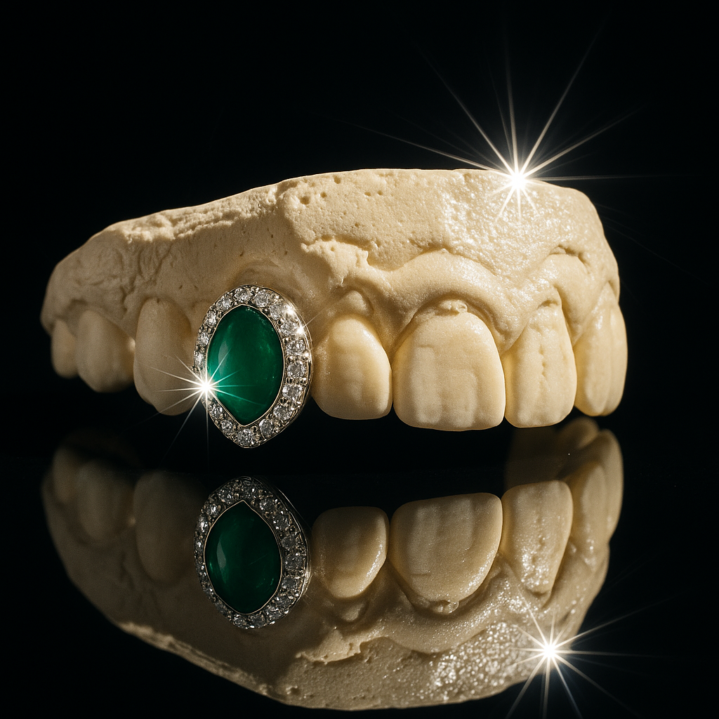 Green Jade Grillz with VS Diamonds