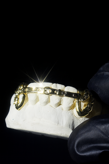 Golden Slit Face Belt Grillz