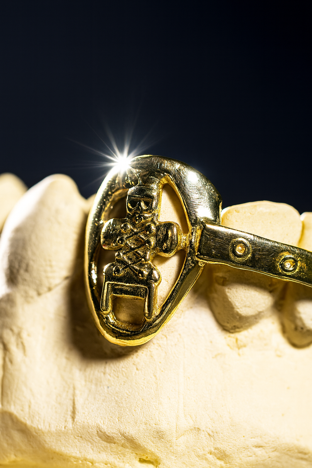 Golden Slit Face Belt Grillz