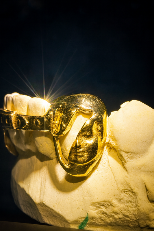 Golden Slit Face Belt Grillz