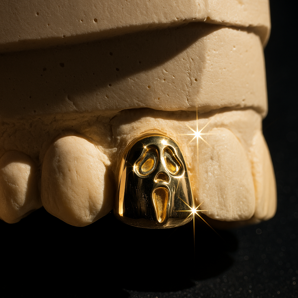Scream Mask Gold Grillz – Custom Handcrafted Piece